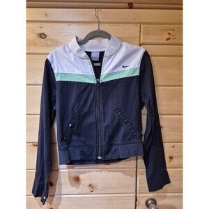 Nike Jacket Girls Teen M 8-10 Play Up track black white green y2k 90s
